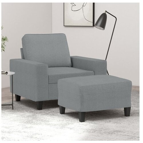 vidaXL Fotelja s tabureom svjetlosiva 60 cm od tkanine Cijene