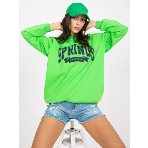 Fashion Hunters Green and navy blue cotton sweatshirt without a hood
