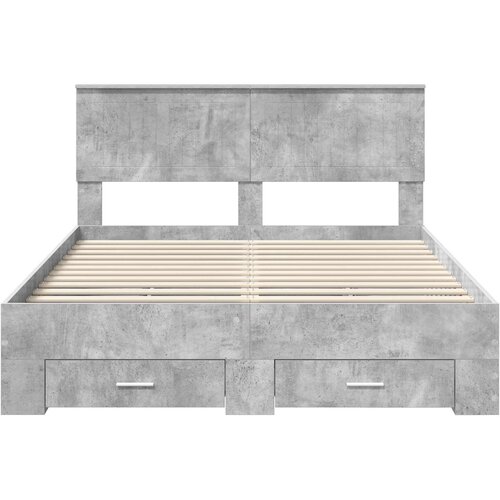  Krevetna konstrukcija s ladicama Betonski sivi 140 x 190 cm Slike