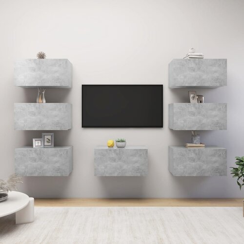 TV ormarići 7 kom boja betona 30,5x30x60 cm konstruirano drvo Cene