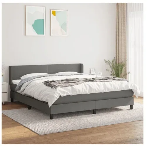  Box spring postelja z vzmetnico temno siva 180x200 cm blago