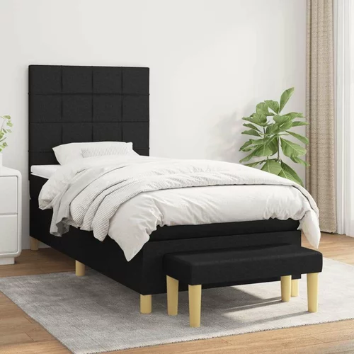 Box spring postelja z vzmetnico črna 80x200 cm blago, (20791073)