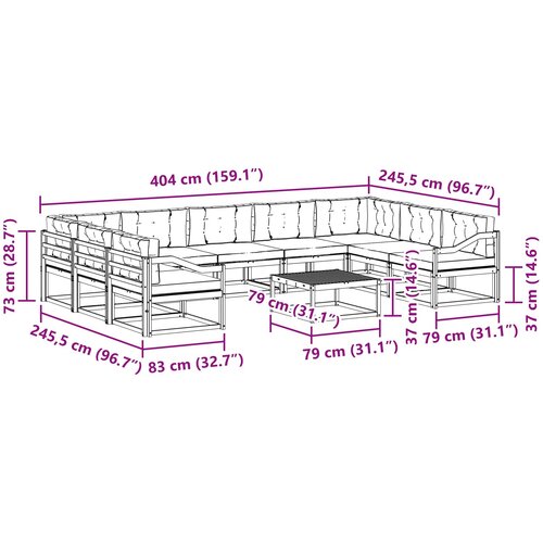  Set vanjskih sofa 10 kom. Bijela i bež Slike