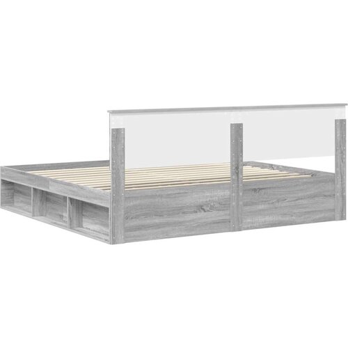  Okvir za krevet s uzglavljem Siva Sonoma 200 x 200 cm Slike