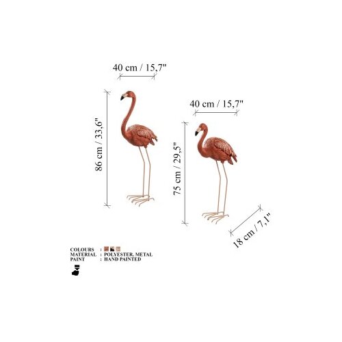 Wallxpert Set ukrasnih figura Flamingo, Rosy Slike