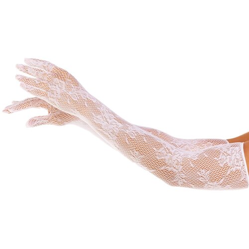 Leg Avenue Opera Length Floral Net Gloves 2033 White Cene