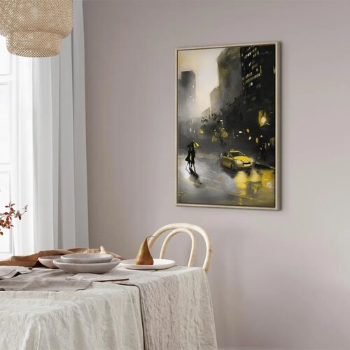  Slika - City Glow (1 Part) Vertical 80x120 U prirodnom drvenom okviru Cene