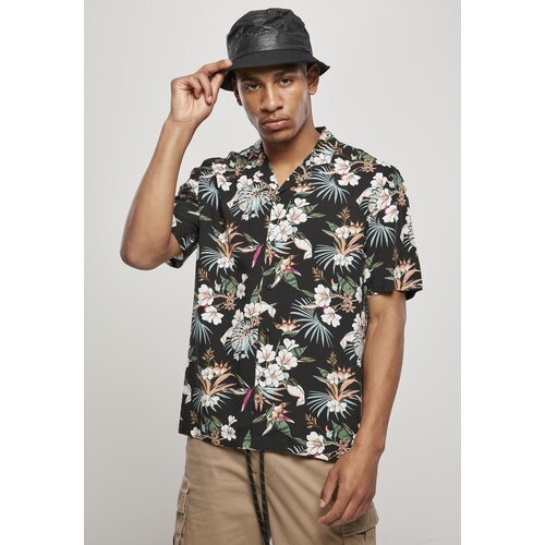 Urban Classics Viscose AOP Resort Shirt Blacktropical Cene