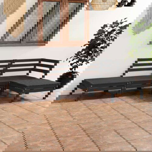  4-dijelna vrtna garnitura od masivne borovine crna Cijene