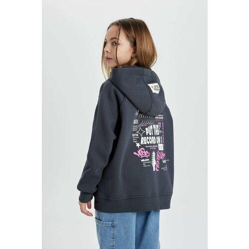 Defacto Girl Hooded Soft Lined Zippered Cardigan Cene