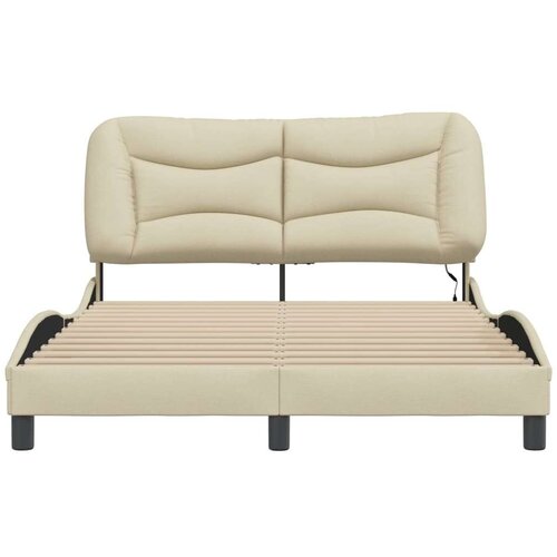  Okvir kreveta s LED svjetlima krem 140 x 190 cm od tkanine Slike