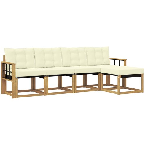 vidaXL Zunanja garnitura za sedenje z blazino 5 pcs Bela in krem, (5000281796) Cene