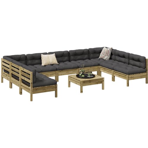  10-dijelni set vrtnih sofa s jastucima od impregnirane borovine Cijene