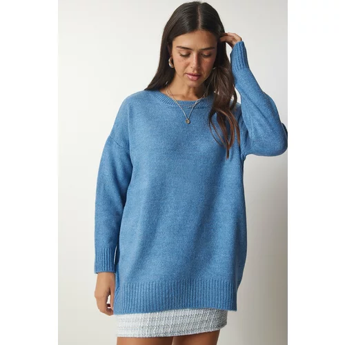 Happiness İstanbul Sweater - Blue - Oversize