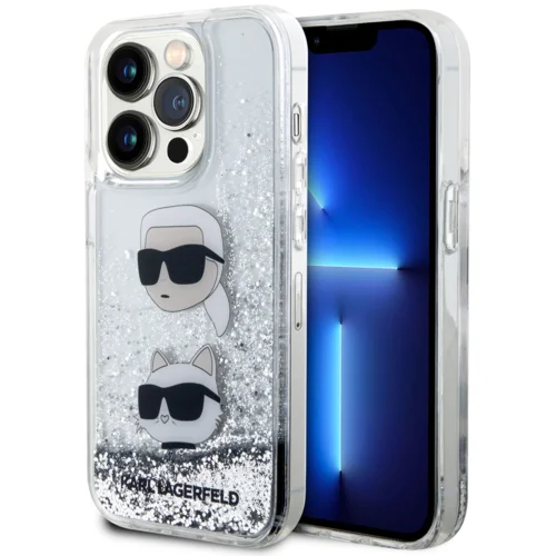  Originalen KARL LAGERFELD ovitek iPhone 15 Pro - NFT Heads - prozorna trda zaščita z bleščicami - KLHCP15LLDHKCNS