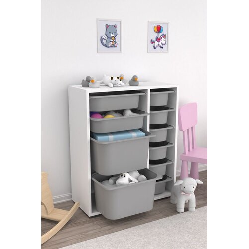 Hanah home Multifunkcionalna komoda Zen 2D2K6U v2, 69,5 x83 x30 cm, Bijelo-siva Cene