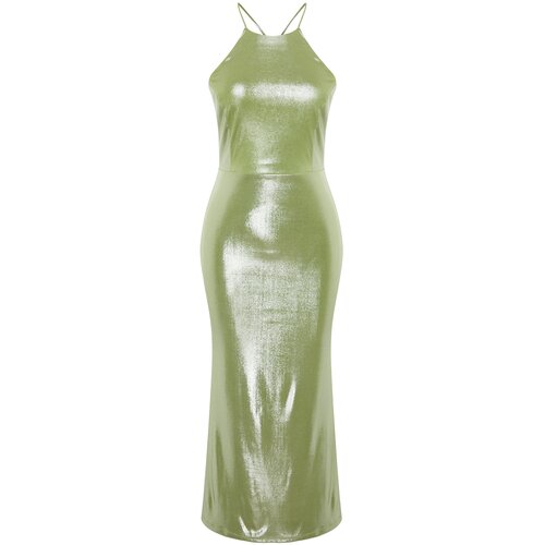 Trendyol Light Green Metallic Look Dress Cene