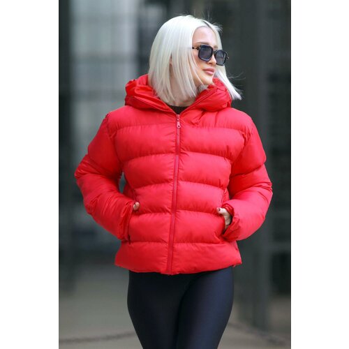Madmext Women's Red Hooded Puffer Coat Slike