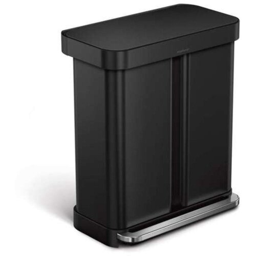 Simplehuman Mat črn jeklen ko&amp;scaron; za smeti 34+24 l za ločevanje odpadkov/s pedalom &amp;ndash; Slike