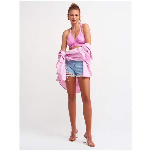 Dilvin 1011 Lace-Up Knitwear Bustier-pink Slike