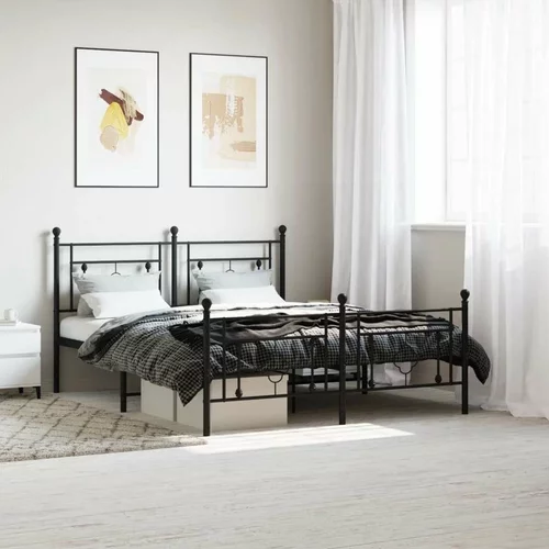 Metalni Kovinski posteljni okvir z vzglavjem in vznožjem črn
