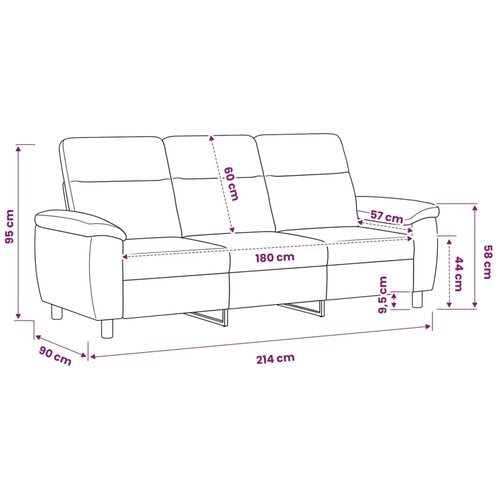 SOFA Ljubičasta 214 x 90 x 95 cm Tkanina - Ljubičasta 180 cm Slike