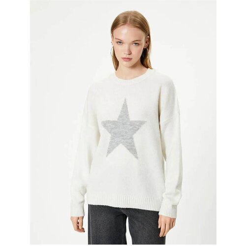 Koton Star Patterned Sweater Long Sleeve Crew Neck Soft Texture Slike