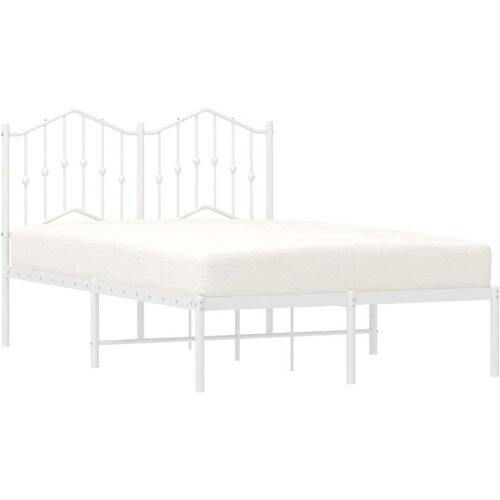 vidaXL Kovinski posteljni okvir z vzglavjem bel 120x200 cm Cene