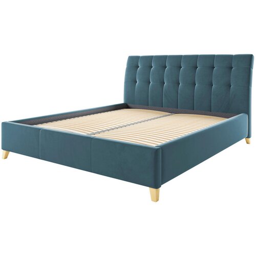 Hom`in OBLAZINJENA POSTELJA 140 cm x 200 cm , tekstil modra Slike