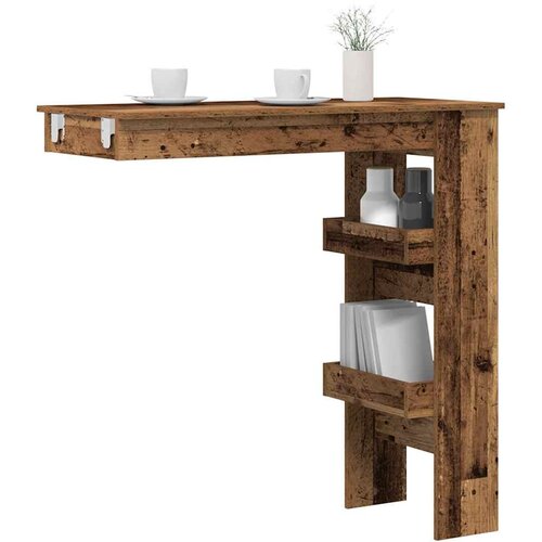 vidaXL Stenska barska miza Stari les 102x45x103,5 cm Inženirski les Cene