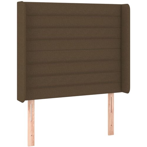 VidaXL Vzglavje z u&amp;scaron;esi temno rjavo 103x16x118/128 cm blago, (20932333) Slike