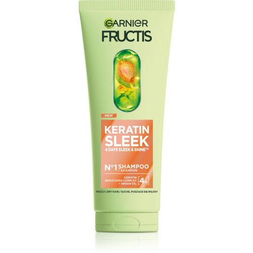 Garnier Fructis Keratin Sleek &amp;scaron;ampon s keratinom za sijaj in mehkobo las 200 ml Slike