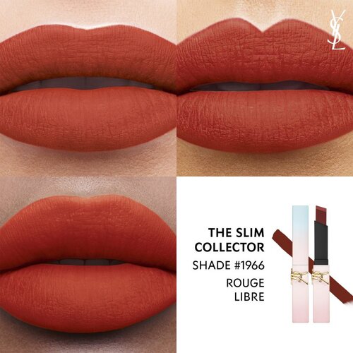 Yves Saint Laurent Rouge Pur Couture The Slim tanka matirajoča &amp;scaron;minka z usnjenim učinkom odtenek 1966 Rouge Libre 2.2 g Slike