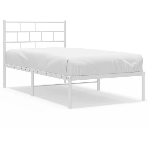 Maison Chic Kovinski Posteljni okvir - Enojna postelja - Postelja za odrasle z vzglavjem bel 100x200 cm-J65, (21764840) Slike