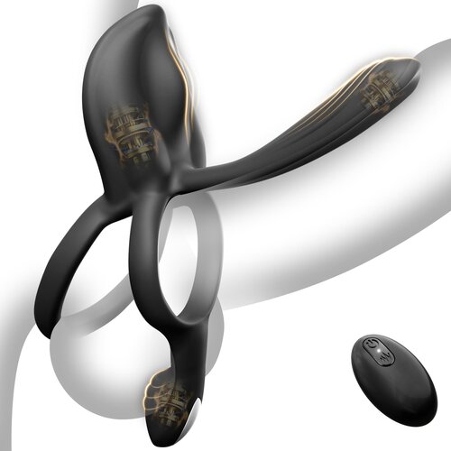 SuperLove Vibrating 3 Motors Ultimate Sex Enhancer with Remote Black Cene