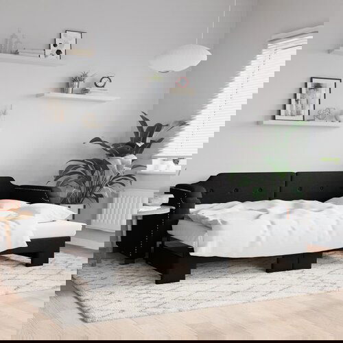 VidaXL Izvlečna dnevna postelja črna 90x200 cm blago Slike
