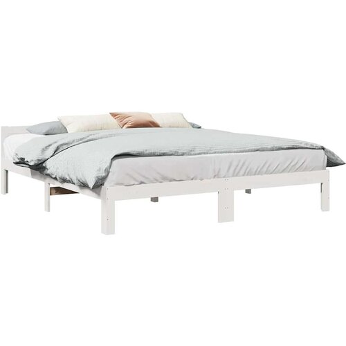  Posteljni okvir brez vzmetnice bel 160x200 cm trdna borovina Cene