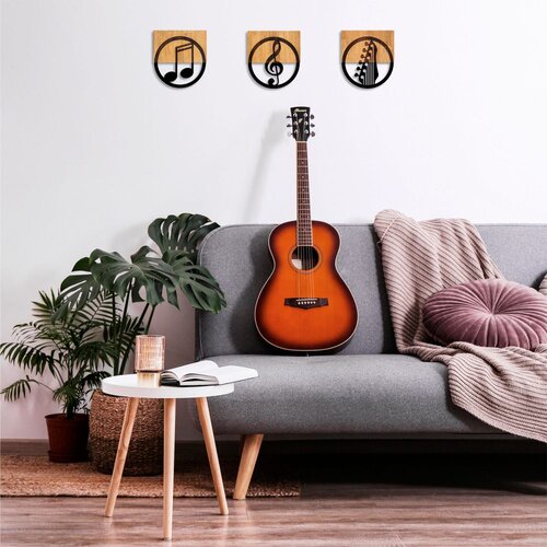 Wallity Set zidnih ukrasa Just Music - 334, 25x3x27 cm, 3 dijela, Crna Cene