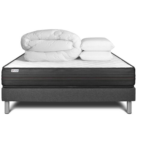 VITALIT Celoten paket za posteljo - Vzmetnica 160x200 cm + vzmetnica z letvami (v kompletu) + 2 vzglavnika + odeja - Vitalpower, (21614287) Cene