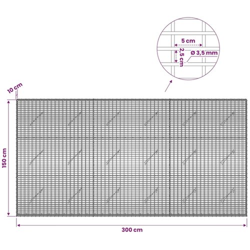 Gabion s žicom debljine 3 5 mm i mrežom 5x2 5 cm 300x10x150 cm - 10 cm 150 cm 300 cm Slike