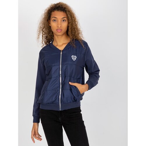 Fashion Hunters RUE PARIS navy blue quilted bomber sweatshirt with pockets Slike