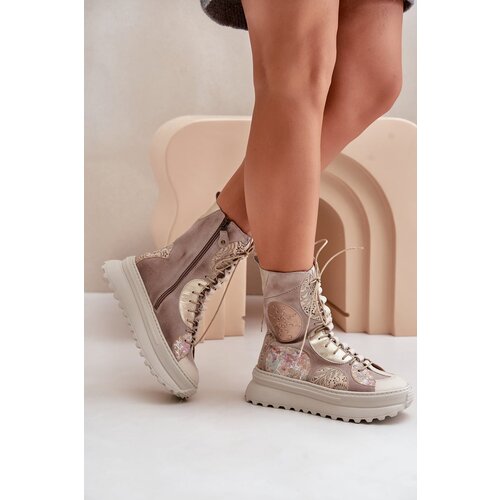 Maciejka Leather Suede Ankle Boots On A Platform Insulated Slike