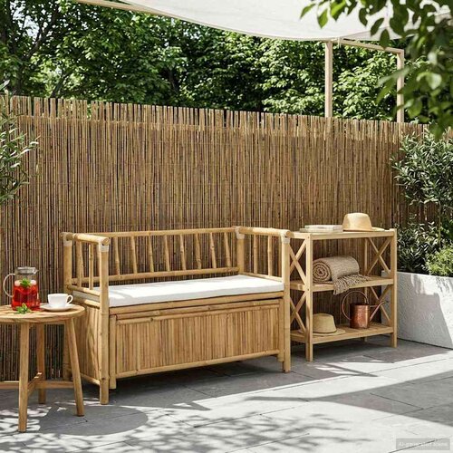  Klupa za vrtno skladištenje Prirodna 110 x 47 x 80 cm Bambus Cene