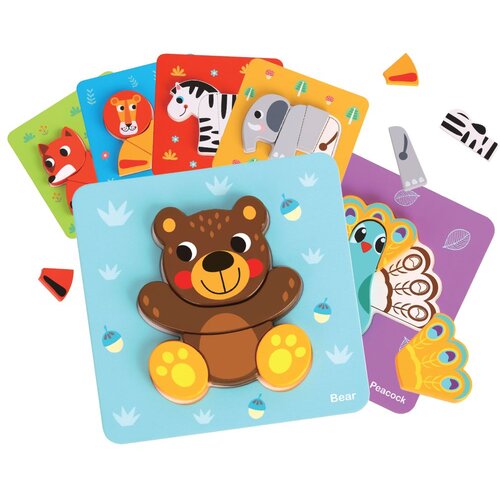 Woopie drvena slagalica: Montessori kocke životinja Slike