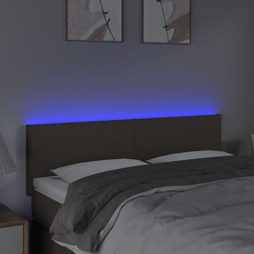  LED uzglavlje smeđesivo 144x5x78/88 cm od tkanine Slike