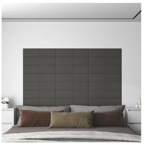  Stenski paneli 12 kosov temno sivi 60x15 cm blago 1,08 m²