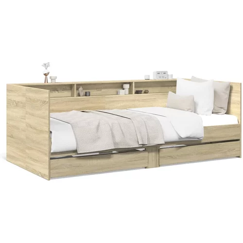 vidaXL Dnevni krevet s ladicama boja hrasta sonome 75 x 190 cm drveni