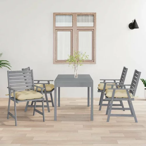  Zunanji jedilni stoli z blazinami 4 kosi trden akacijev les, (20661694)
