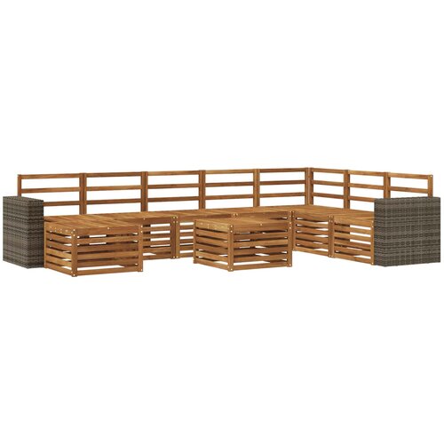 vidaXL Zunanja garnitura za sedenje 9 pcs Naravna Masiven les akacije, (5000279549) Cene