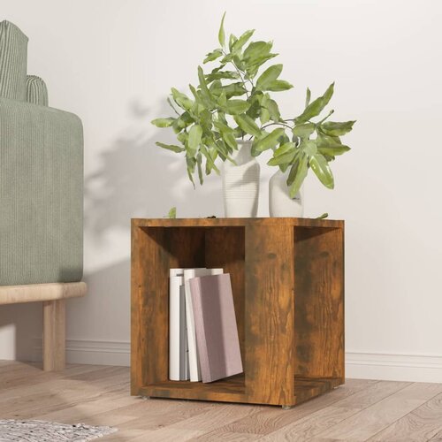 VidaXL Bočni stolić dimljeni hrast 33 x 33 x 34,5 cm konstruirano drvo Slike